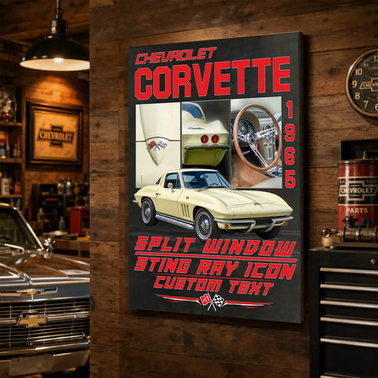 Personalized 1965 Corvette Sports Car Canvas Wall Art