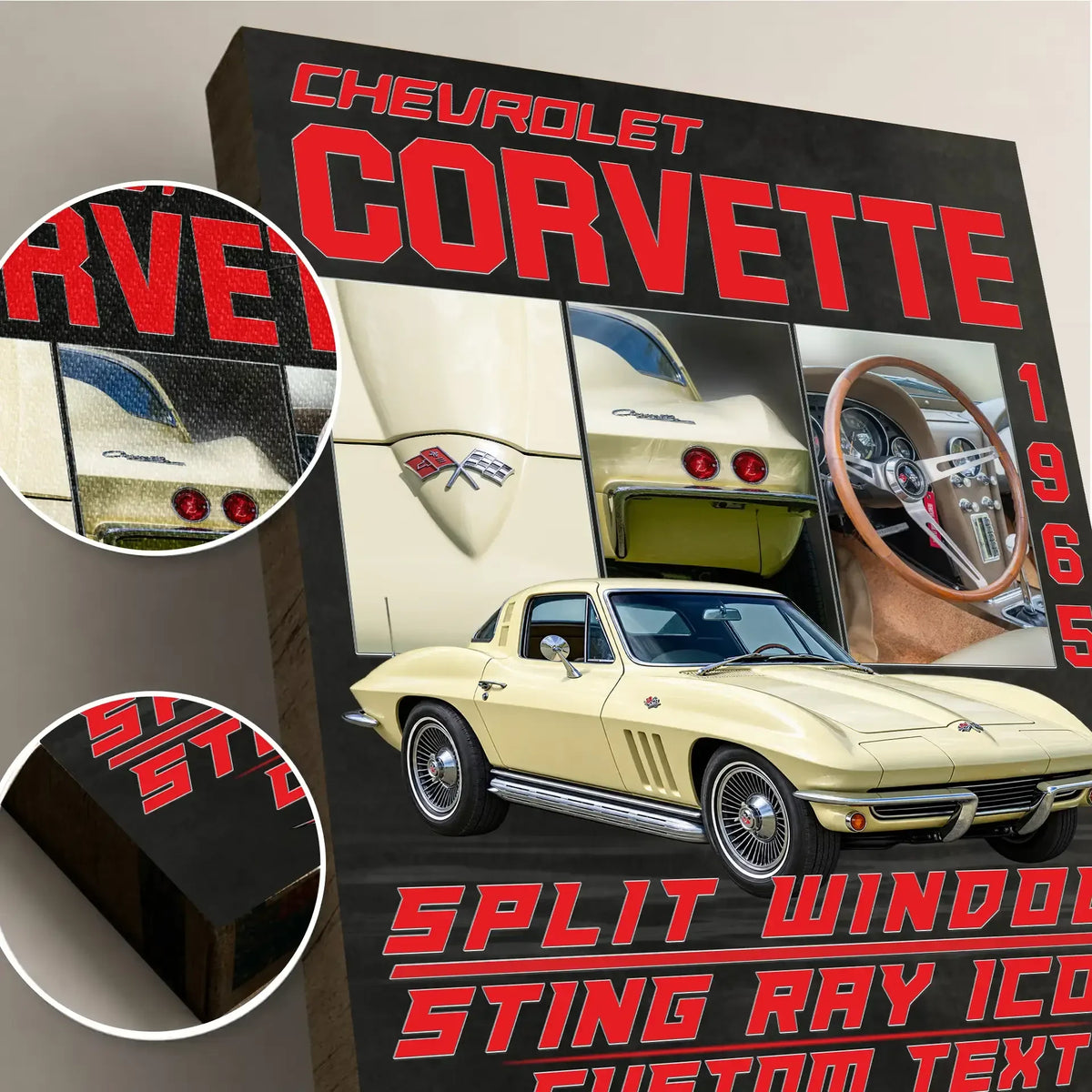 Personalized 1965 Corvette Sports Car Canvas Wall Art