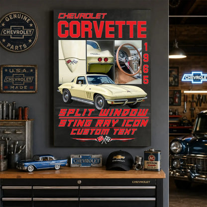 Personalized 1965 Corvette Sports Car Canvas Wall Art