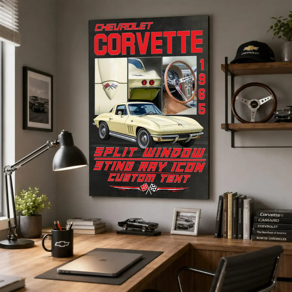 Personalized 1965 Corvette Sports Car Canvas Wall Art