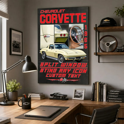 Personalized 1965 Corvette Sports Car Canvas Wall Art