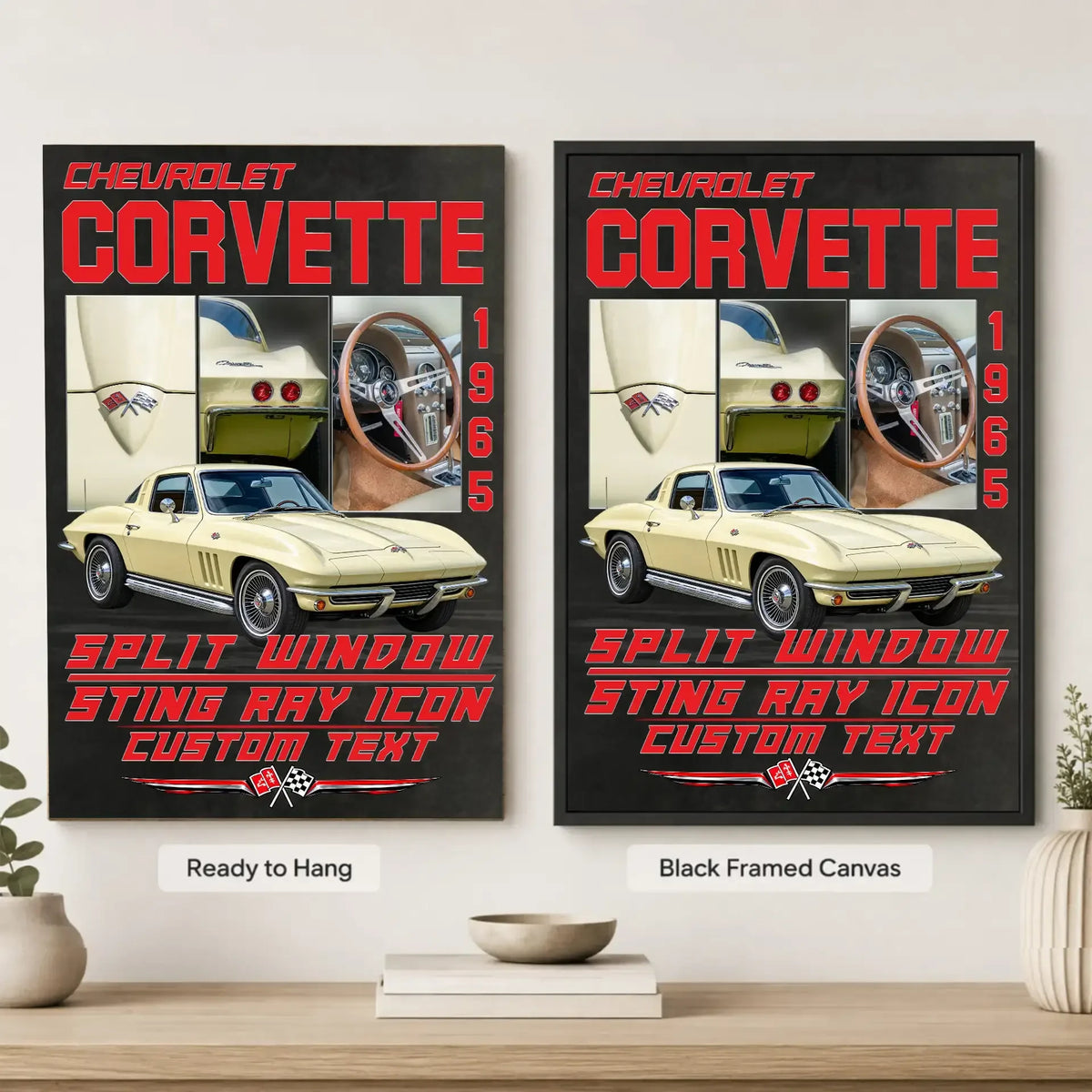 Personalized 1965 Corvette Sports Car Canvas Wall Art