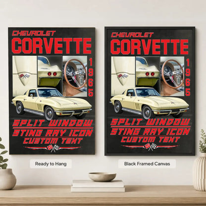 Personalized 1965 Corvette Sports Car Canvas Wall Art
