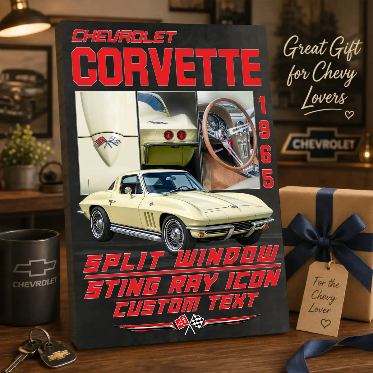 Personalized 1965 Corvette Sports Car Canvas Wall Art