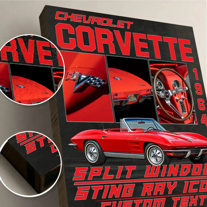 Personalized 1964 Corvette Sports Car Canvas Wall Art