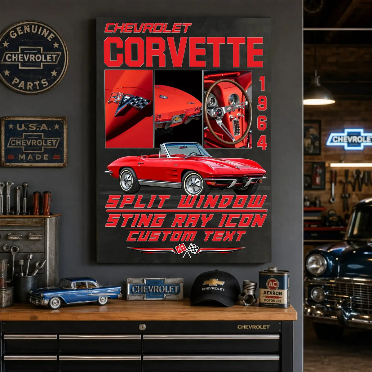 Personalized 1964 Corvette Sports Car Canvas Wall Art