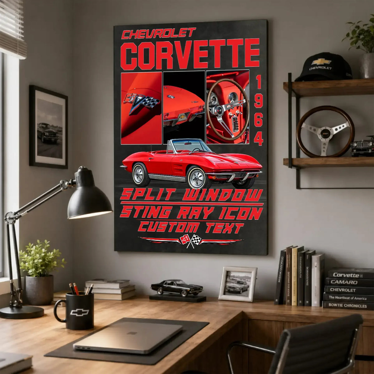 Personalized 1964 Corvette Sports Car Canvas Wall Art