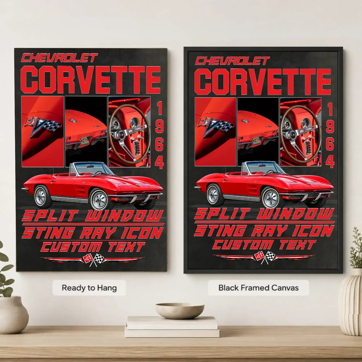 Personalized 1964 Corvette Sports Car Canvas Wall Art
