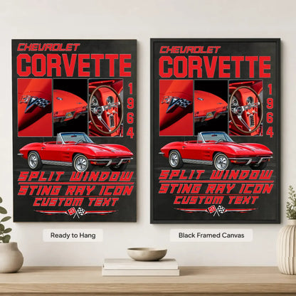 Personalized 1964 Corvette Sports Car Canvas Wall Art