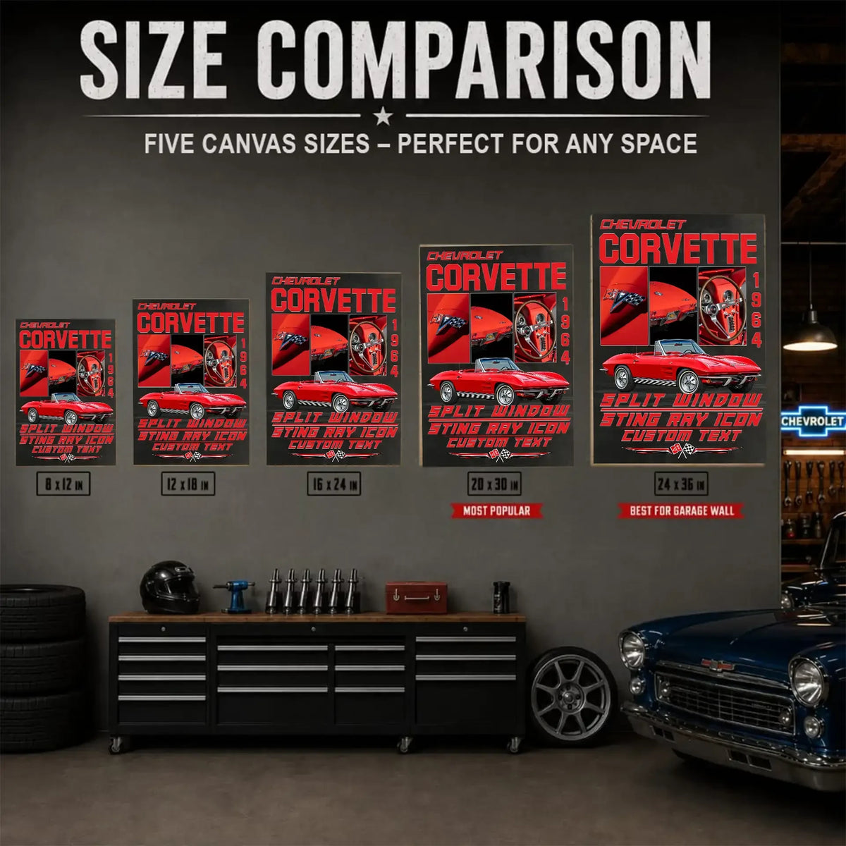 Personalized 1964 Corvette Sports Car Canvas Wall Art