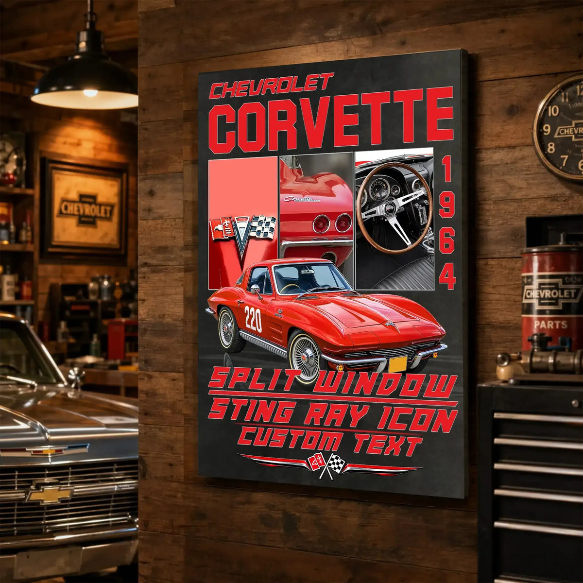 Personalized 1964 Corvette Sports Car Canvas Wall Art