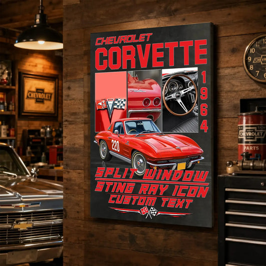 Personalized 1964 Corvette Sports Car Canvas Wall Art