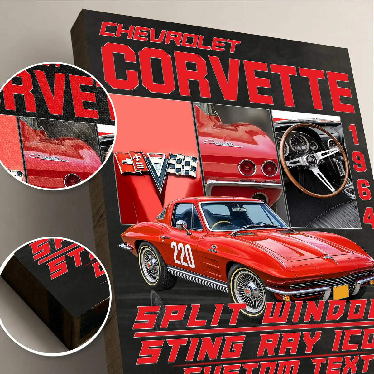 Personalized 1964 Corvette Sports Car Canvas Wall Art