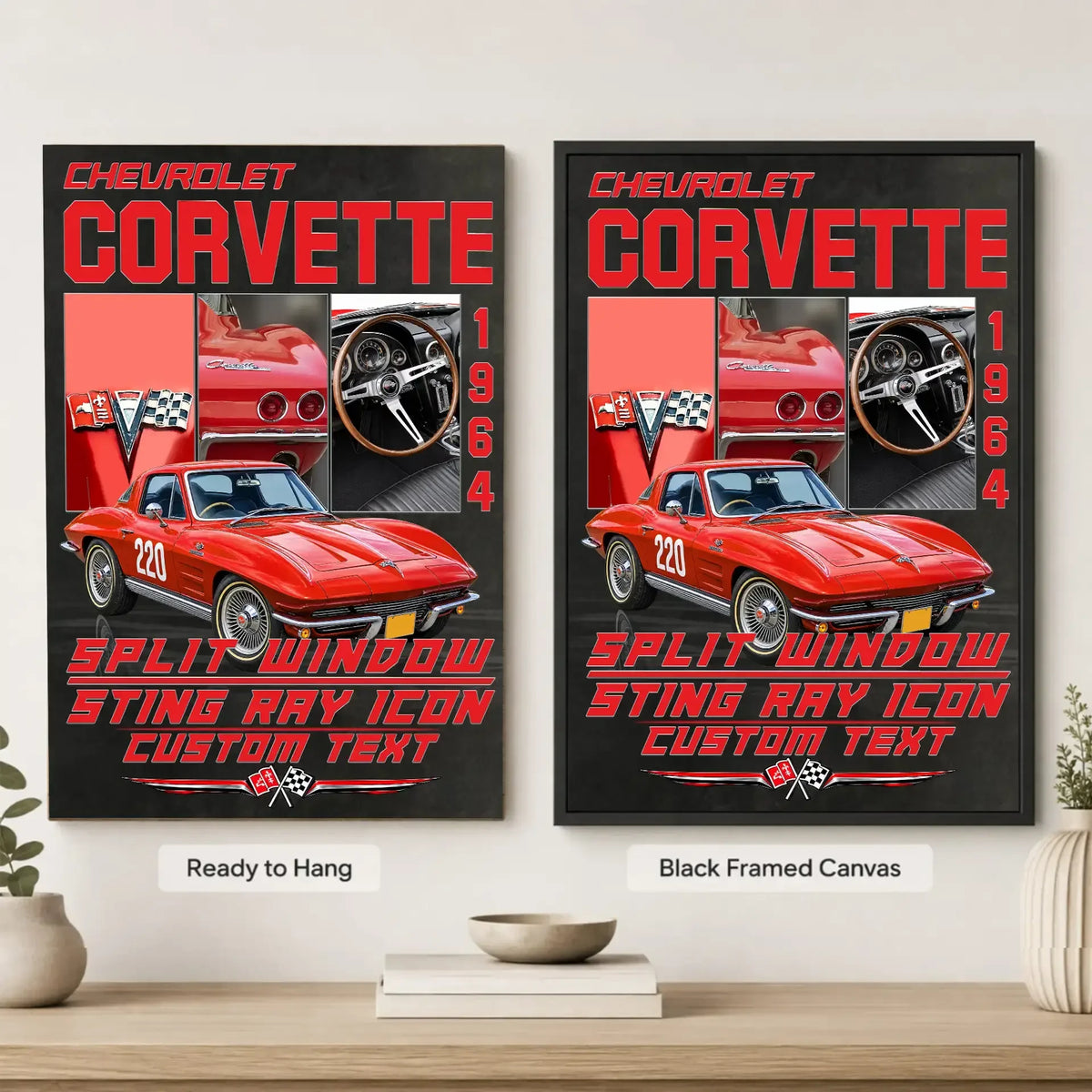 Personalized 1964 Corvette Sports Car Canvas Wall Art