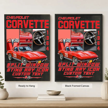 Personalized 1964 Corvette Sports Car Canvas Wall Art