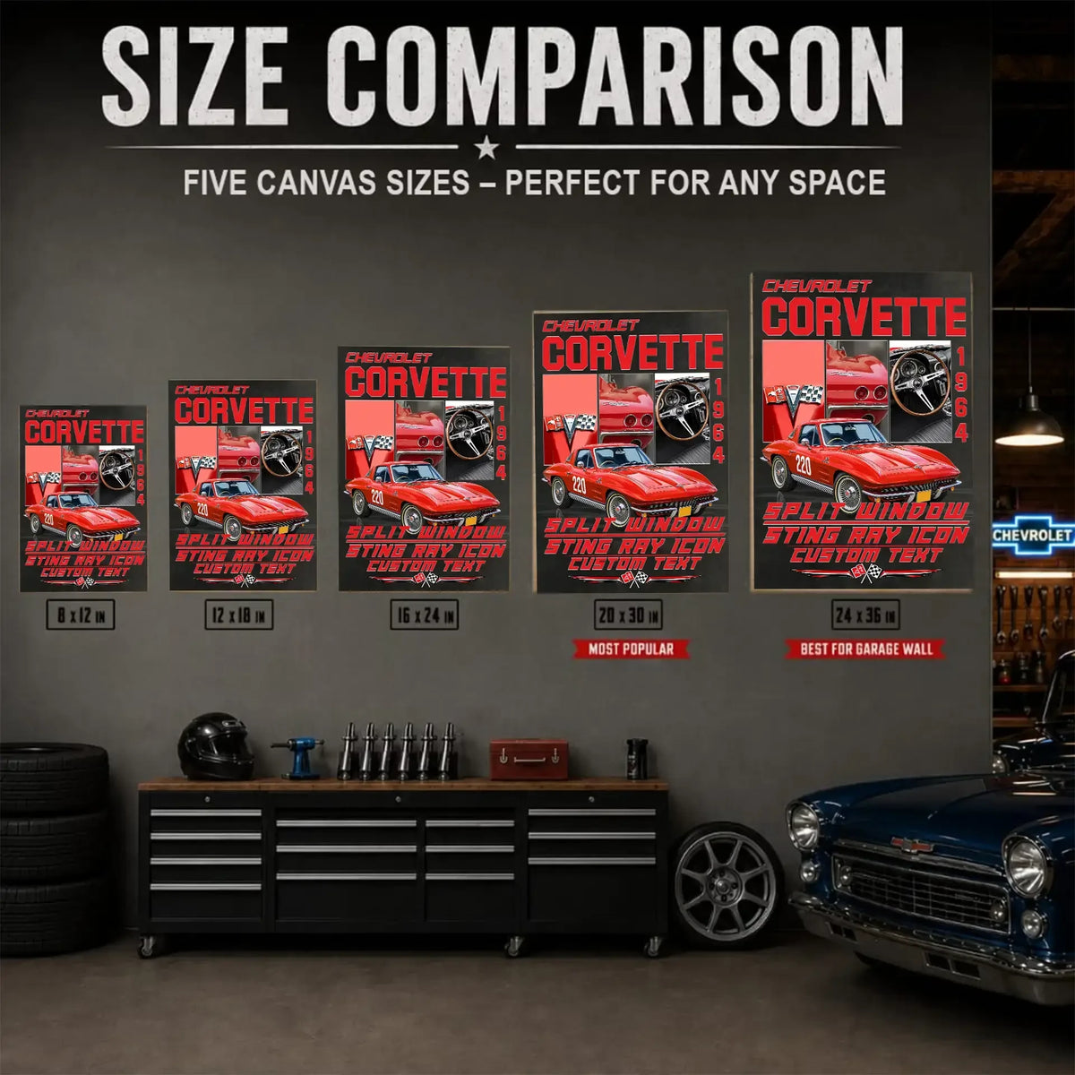 Personalized 1964 Corvette Sports Car Canvas Wall Art