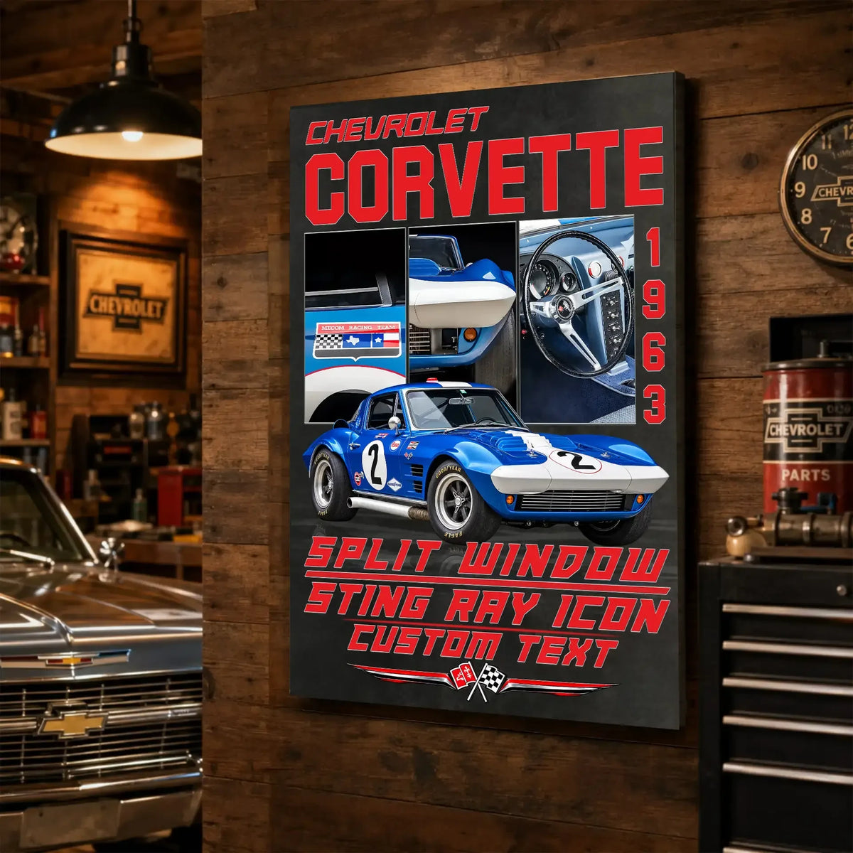 Personalized 1963 Corvette Sports Car Canvas Wall Art