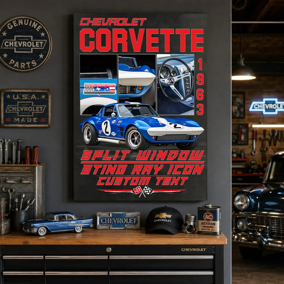 Personalized 1963 Corvette Sports Car Canvas Wall Art