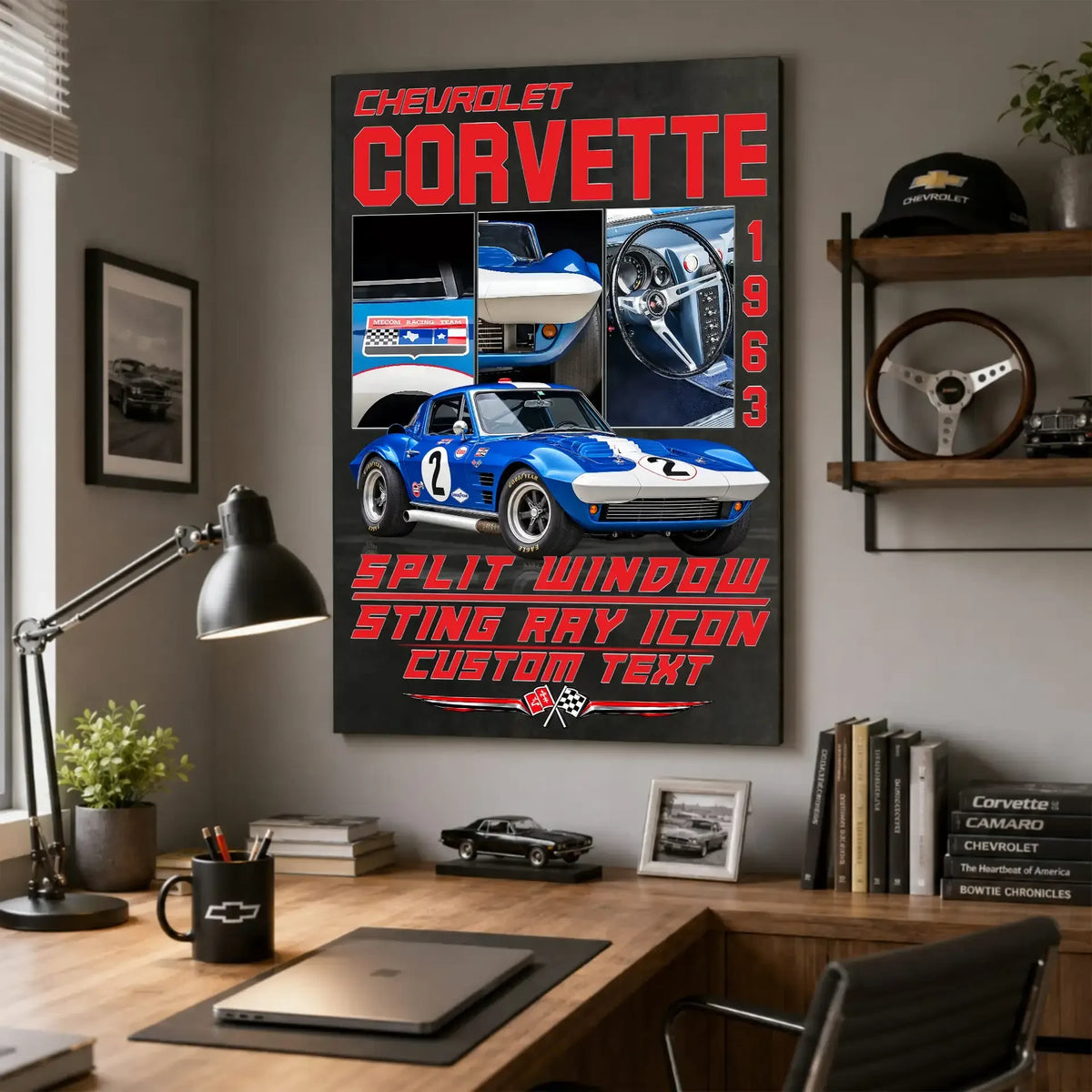 Personalized 1963 Corvette Sports Car Canvas Wall Art