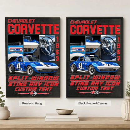 Personalized 1963 Corvette Sports Car Canvas Wall Art