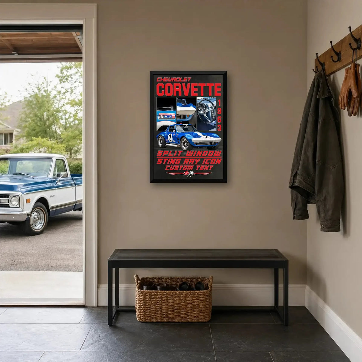 Personalized 1963 Corvette Sports Car Canvas Wall Art