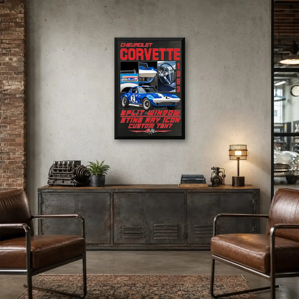 Personalized 1963 Corvette Sports Car Canvas Wall Art