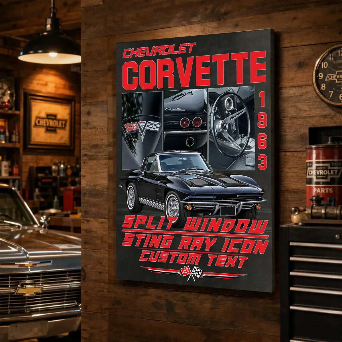 Personalized 1963 Corvette Sports Car Canvas Wall Art
