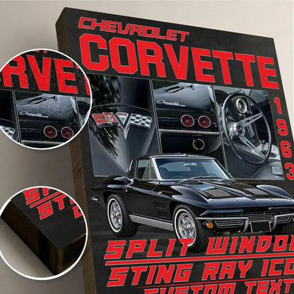 Personalized 1963 Corvette Sports Car Canvas Wall Art