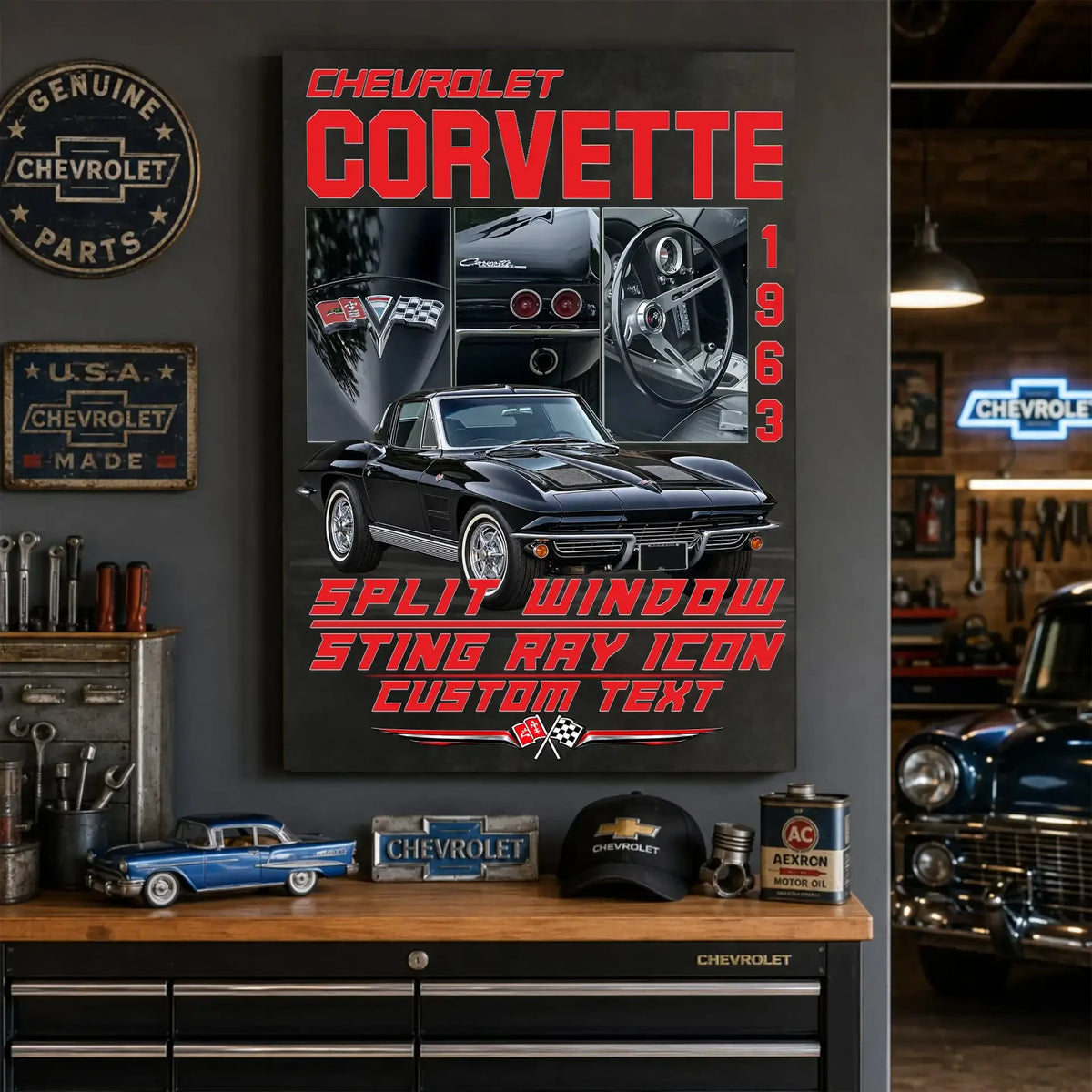 Personalized 1963 Corvette Sports Car Canvas Wall Art