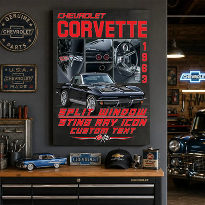 Personalized 1963 Corvette Sports Car Canvas Wall Art