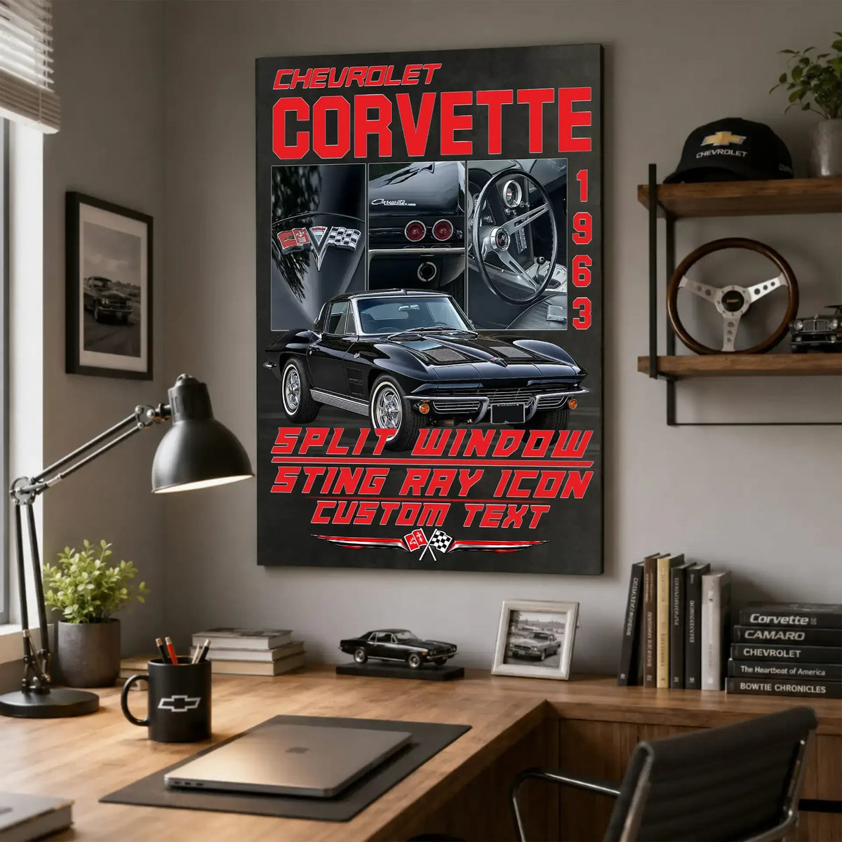 Personalized 1963 Corvette Sports Car Canvas Wall Art
