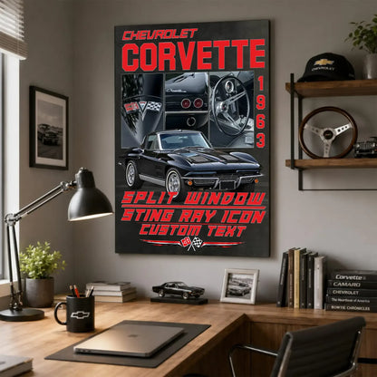 Personalized 1963 Corvette Sports Car Canvas Wall Art