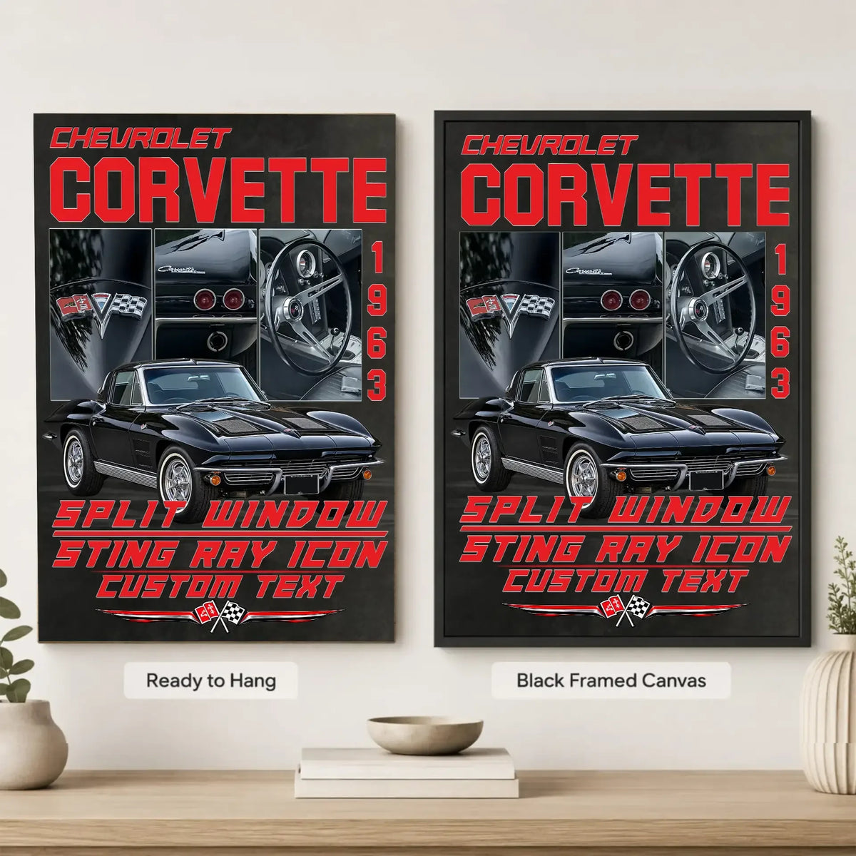 Personalized 1963 Corvette Sports Car Canvas Wall Art