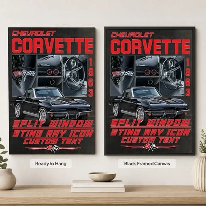 Personalized 1963 Corvette Sports Car Canvas Wall Art