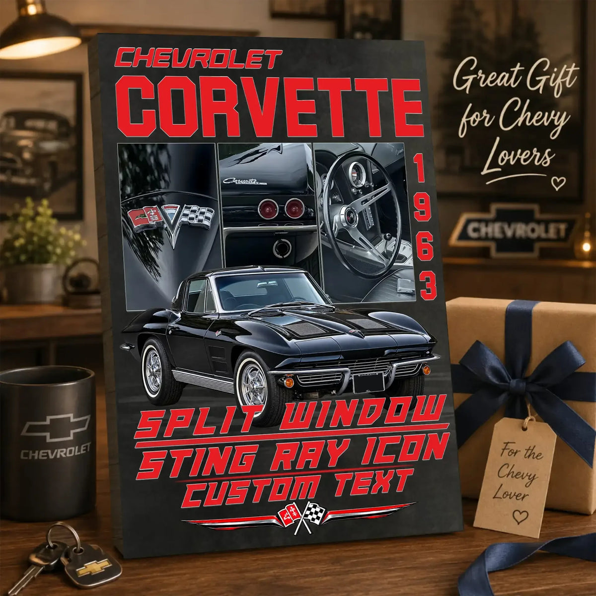 Personalized 1963 Corvette Sports Car Canvas Wall Art