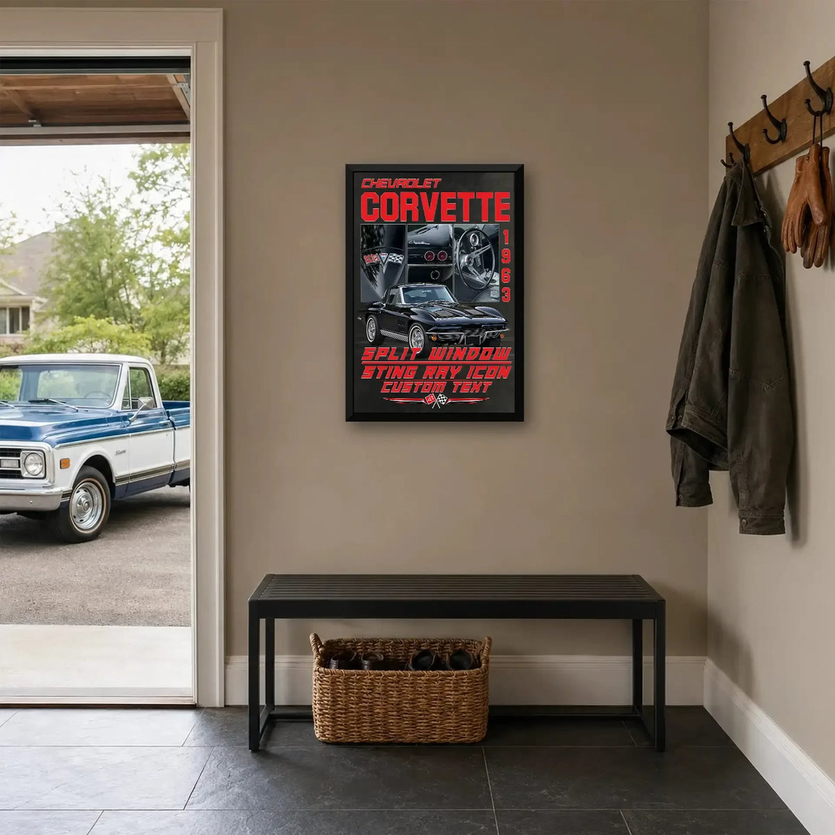 Personalized 1963 Corvette Sports Car Canvas Wall Art