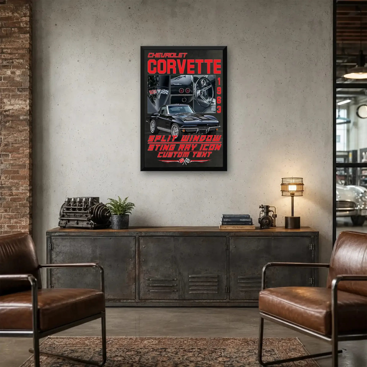 Personalized 1963 Corvette Sports Car Canvas Wall Art