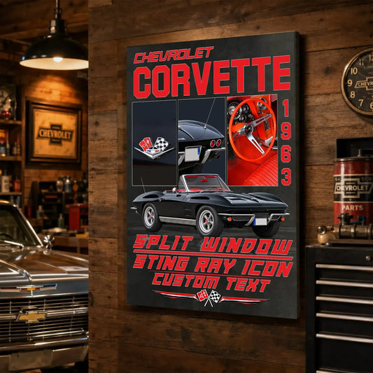 Personalized 1963 Corvette Sports Car Canvas Wall Art