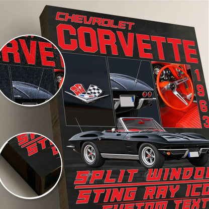 Personalized 1963 Corvette Sports Car Canvas Wall Art