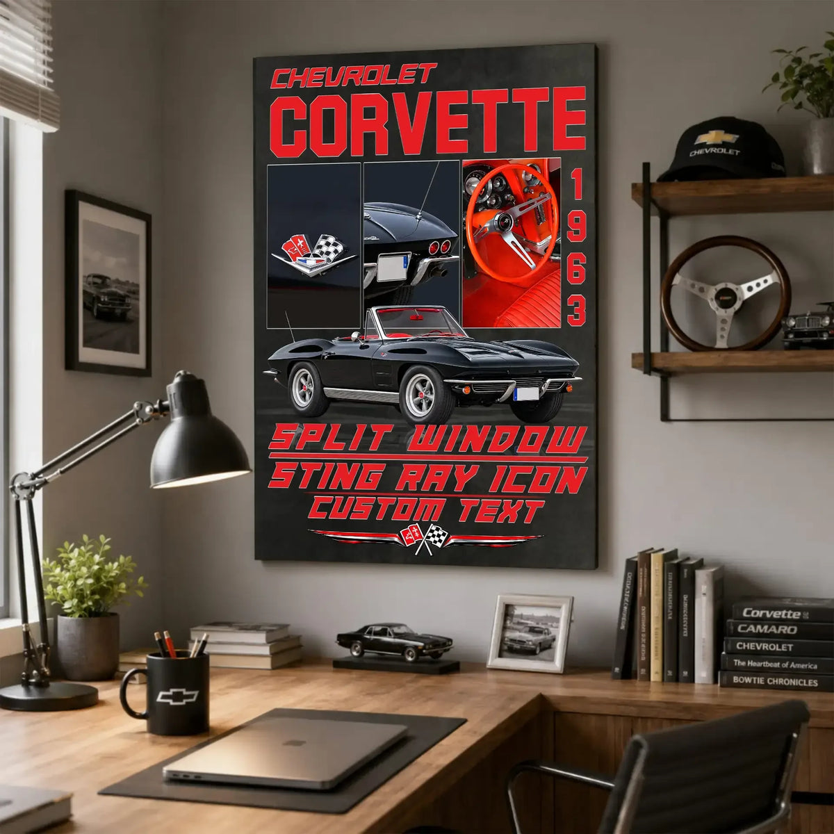 Personalized 1963 Corvette Sports Car Canvas Wall Art