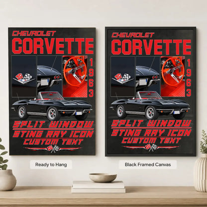 Personalized 1963 Corvette Sports Car Canvas Wall Art