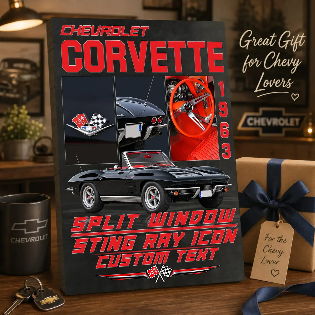 Personalized 1963 Corvette Sports Car Canvas Wall Art