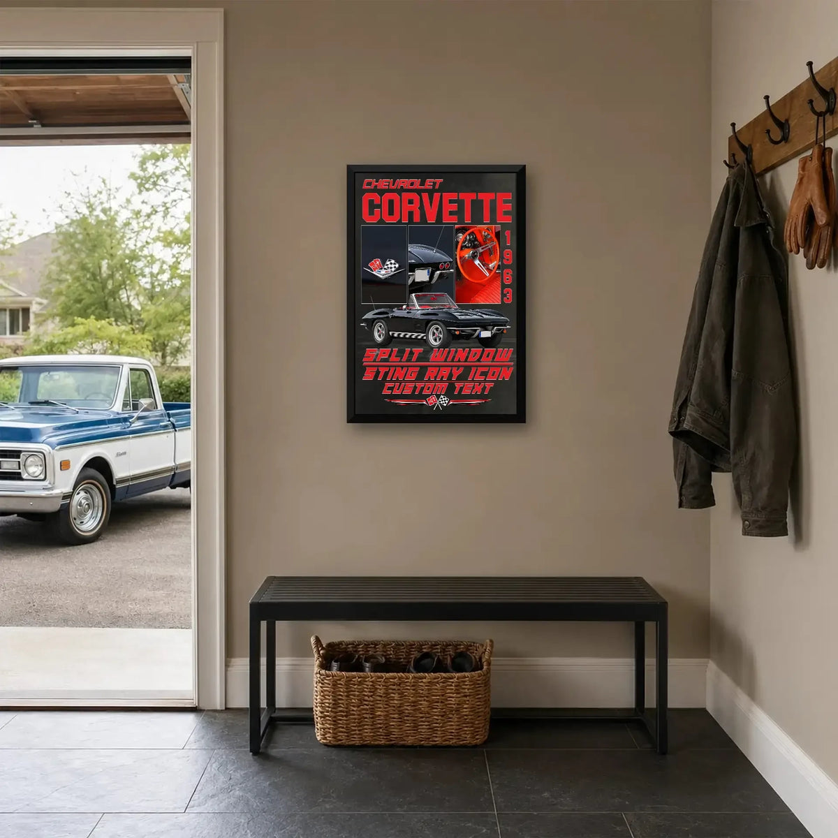 Personalized 1963 Corvette Sports Car Canvas Wall Art