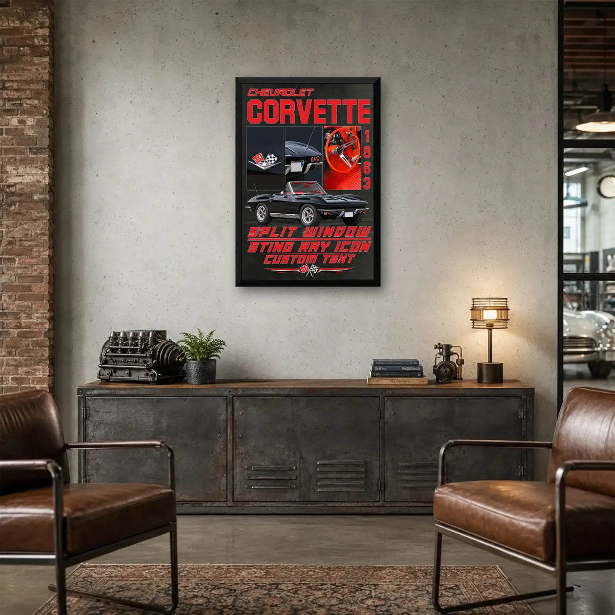 Personalized 1963 Corvette Sports Car Canvas Wall Art