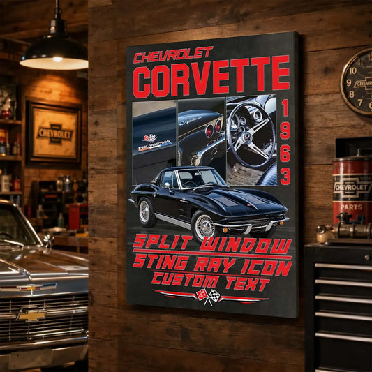 Personalized 1963 Corvette Sports Car Canvas Wall Art