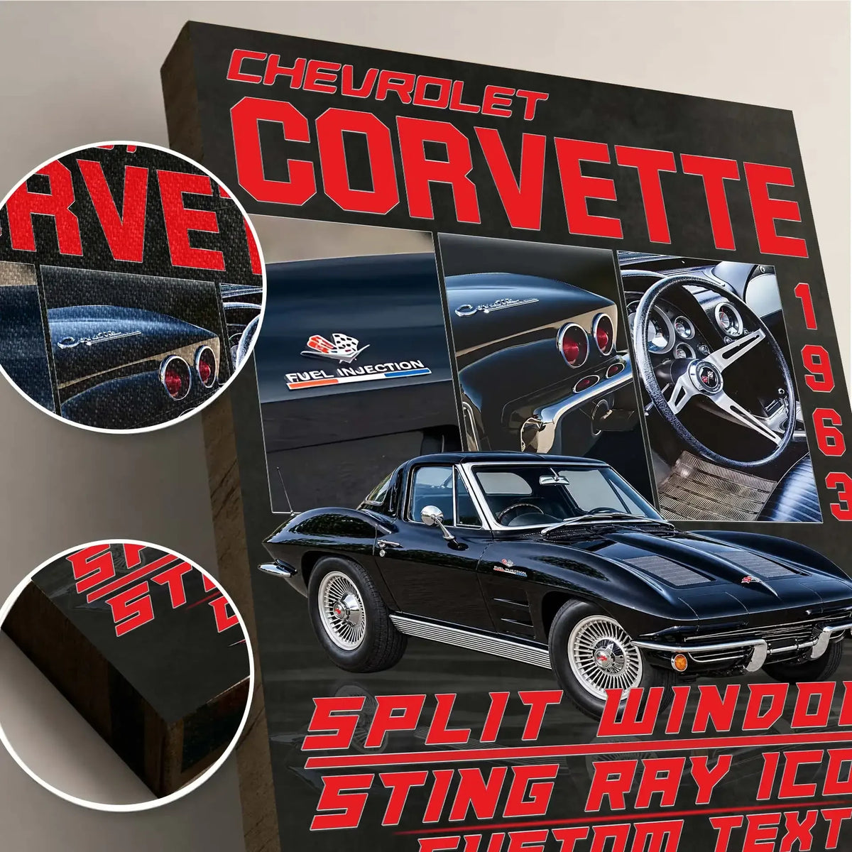 Personalized 1963 Corvette Sports Car Canvas Wall Art