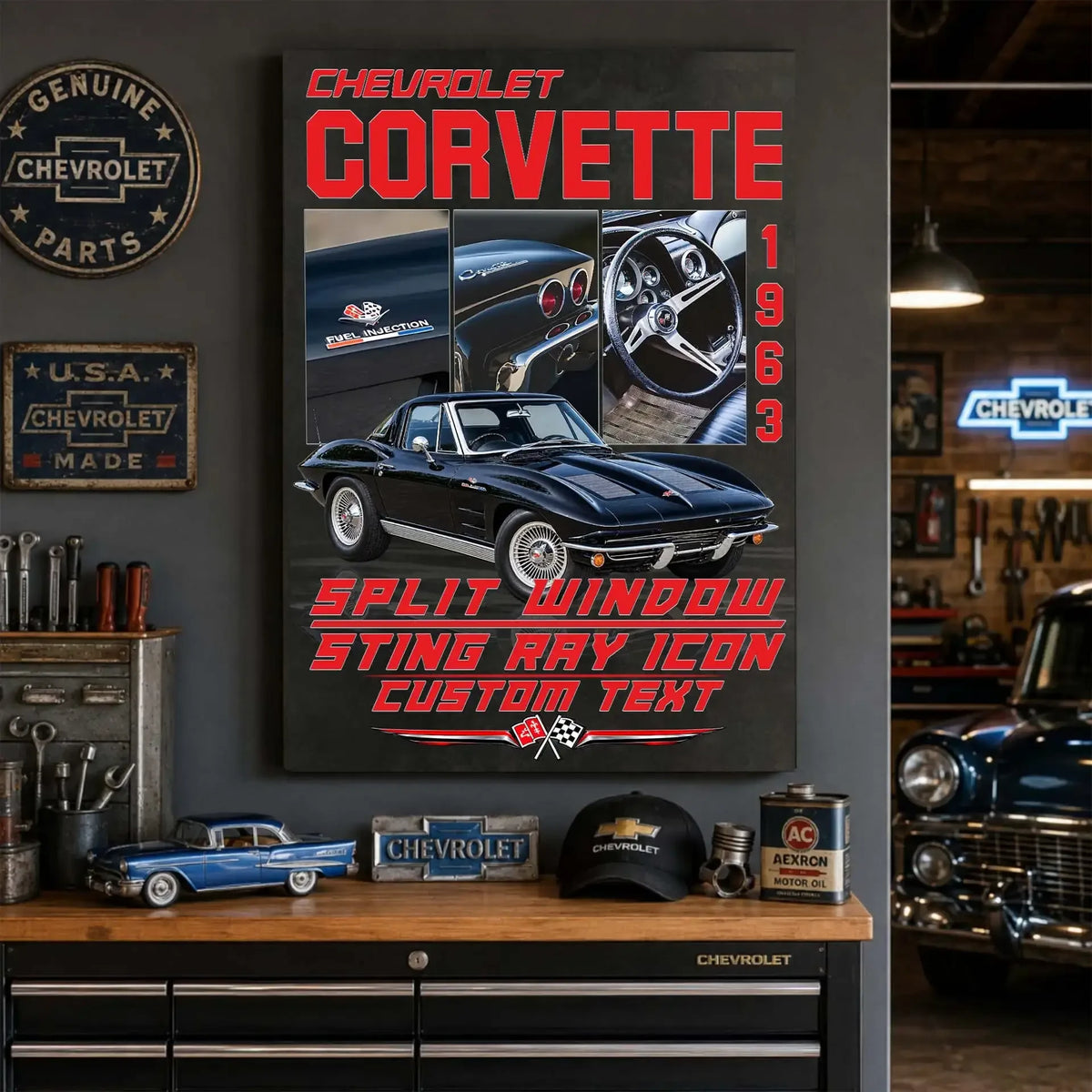 Personalized 1963 Corvette Sports Car Canvas Wall Art