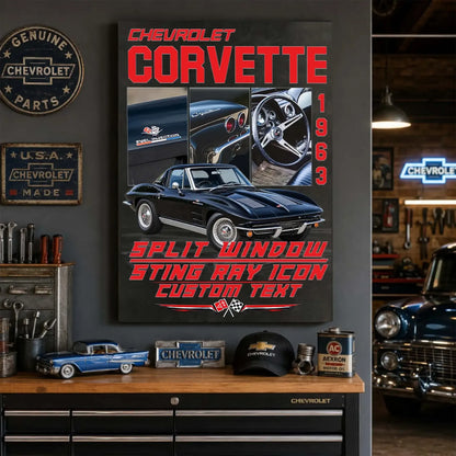 Personalized 1963 Corvette Sports Car Canvas Wall Art