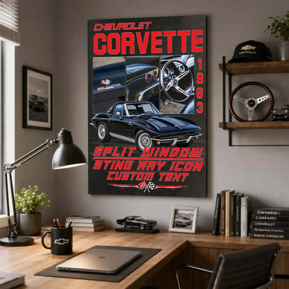 Personalized 1963 Corvette Sports Car Canvas Wall Art