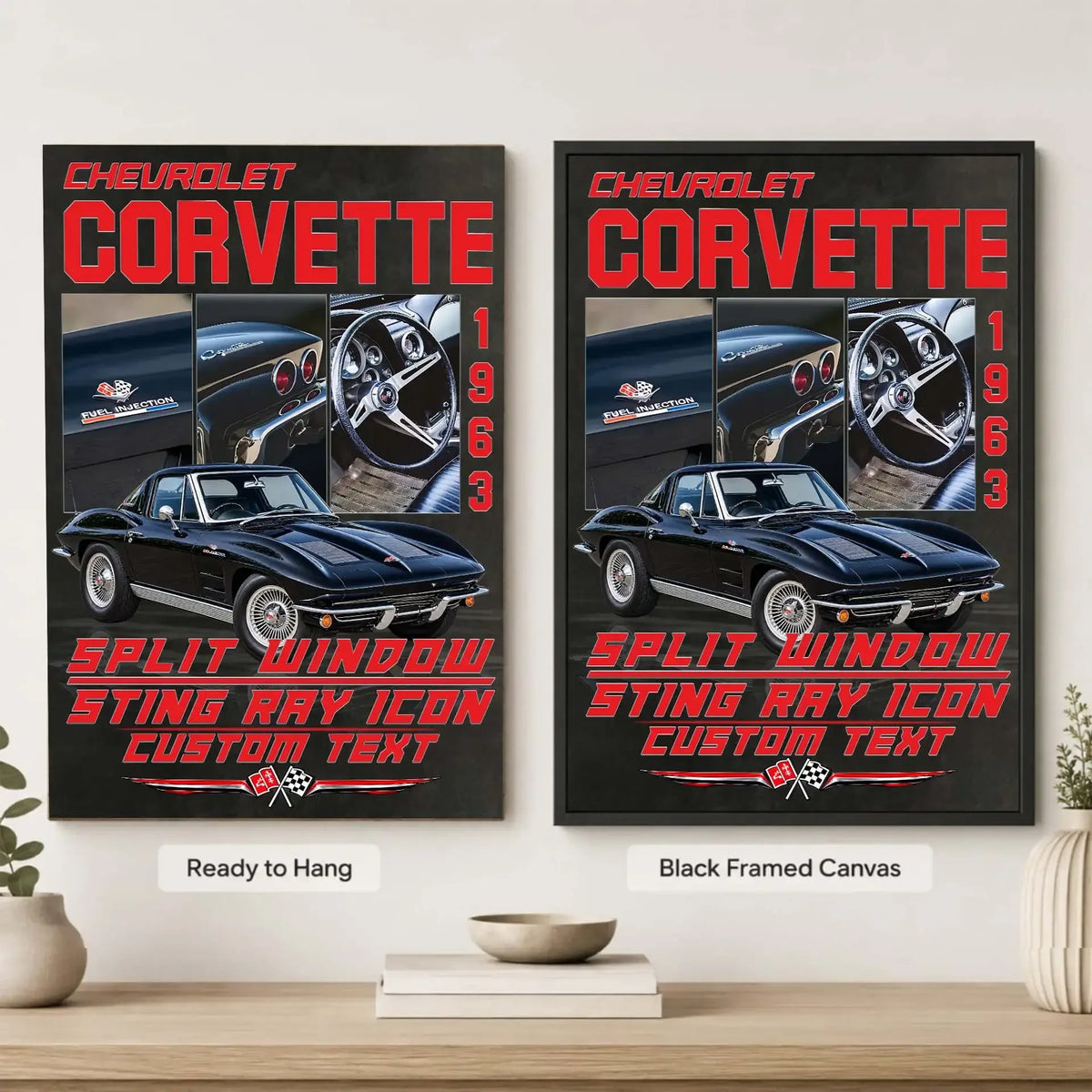Personalized 1963 Corvette Sports Car Canvas Wall Art